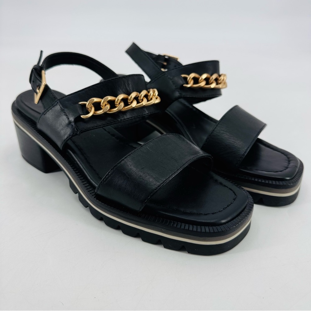 Bernardo Anthropologie Sorrento Genuine Leather Chain Link Lug Sole Sandals